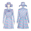 Barbie Blue Houndstooth Suit Cosplay Costume