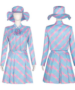 Barbie Blue Houndstooth Suit Cosplay Costume