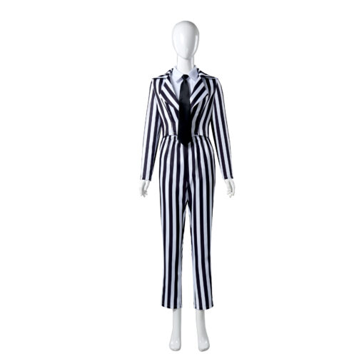 Beetlejuice Black And White Vertical Stripes Suit Cosplay Costume