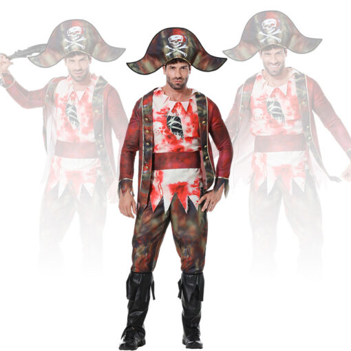 Pirates of the Caribbean Men Pirates Zombie Cosplay Costume