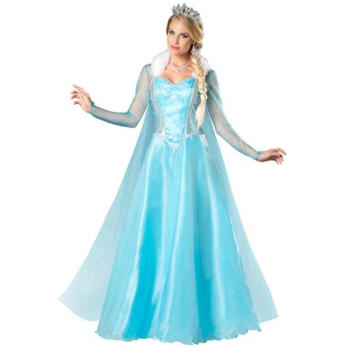 Frozen Elsa Princess Dress Cloak Cosplay Costume