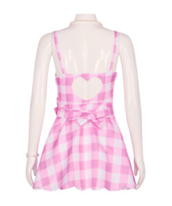 Barbie Pink Checkered Short Dress Cosplay Costume