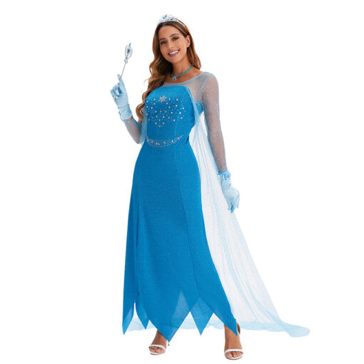 Frozen Elsa Princess Dress Cloak Cosplay Costume