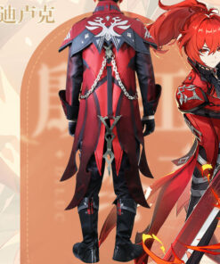 Genshin Impact Crimson Red Diluc Cosplay Costume