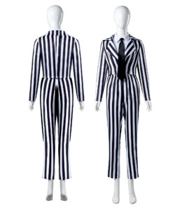 Beetlejuice Black And White Vertical Stripes Suit Cosplay Costume