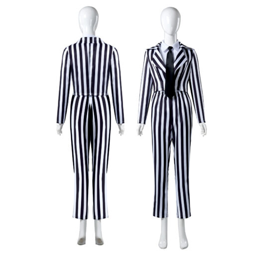 Beetlejuice Black And White Vertical Stripes Suit Cosplay Costume