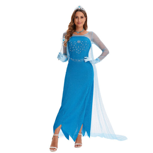 Frozen Elsa Princess Dress Cloak Cosplay Costume