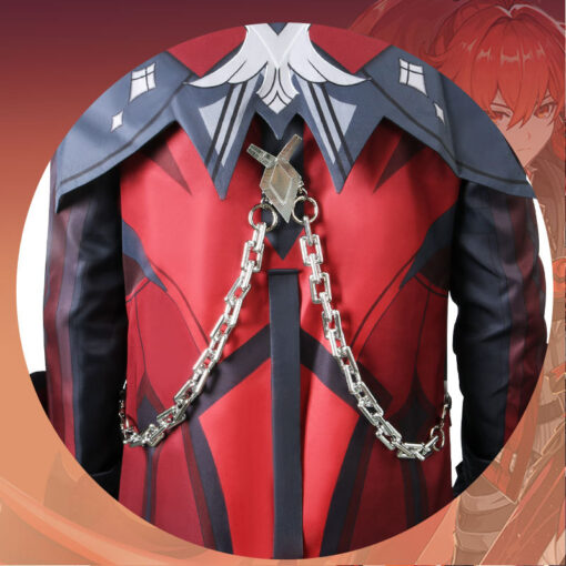 Genshin Impact Crimson Red Diluc Cosplay Costume