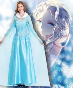 Frozen Elsa Princess Dress Cloak Cosplay Costume