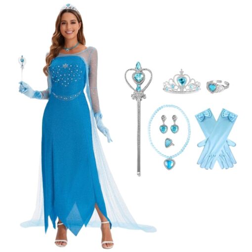 Frozen Elsa Princess Dress Cloak Cosplay Costume