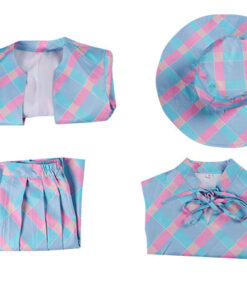 Barbie Blue Houndstooth Suit Cosplay Costume