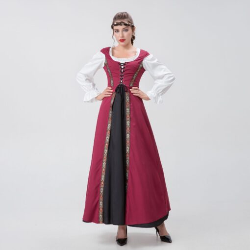 Beauty and the Beast Belle Dark Red Dress Cosplay Costume