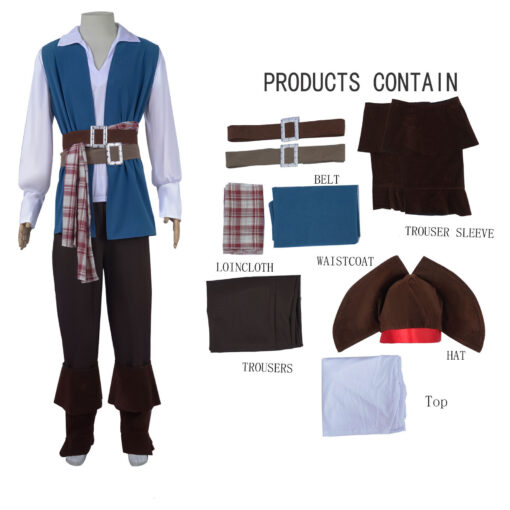 Pirates of the Caribbean Captain Jack Sparrow Cosplay Costume