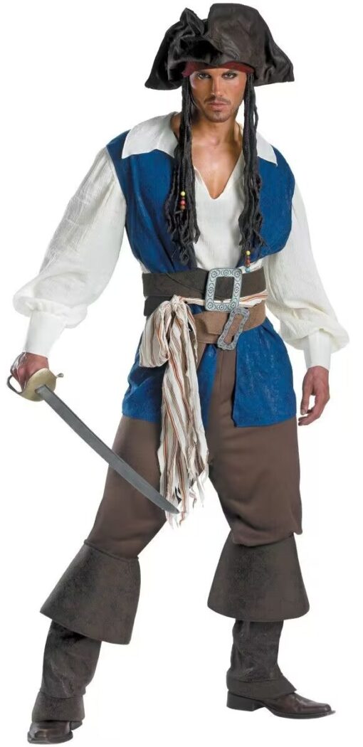 Pirates of the Caribbean Men Captain Sailor Cosplay Costume