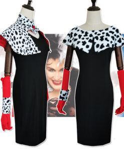 Cruella Cruella De Vil Shawl Dress Cosplay Costume