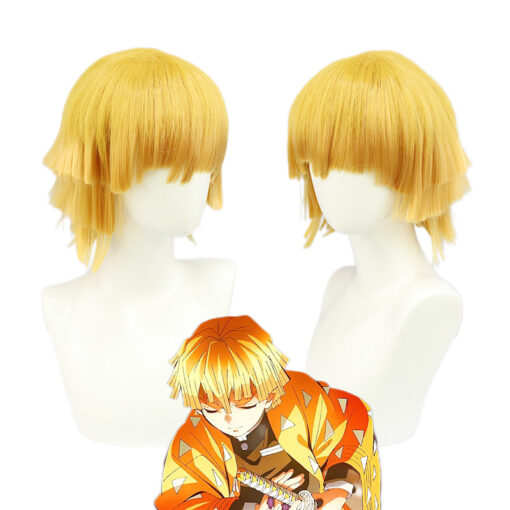 Demon Slayer Agatsuma Zenitsu Cosplay Wig Short