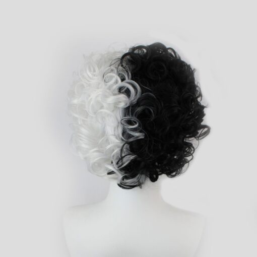 Cruella Black and White Cruella Deville ​Cosplay Wig Curly