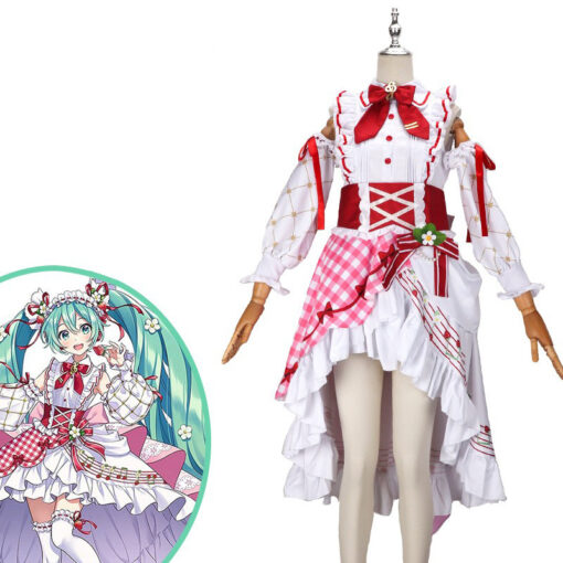 Hatsune Miku 15th Birthday Miku Strawberry Cosplay Costume