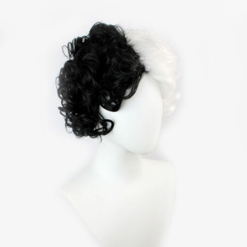 Cruella Black and White Cruella Deville ​Cosplay Wig Curly