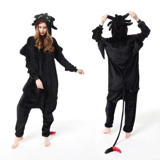 How to Train Your Dragon Night Fury Toothless Flannel Pajamas Cosplay Costume