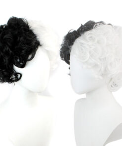 Cruella Black and White Cruella Deville ​Cosplay Wig Curly