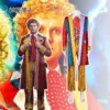 Doctor Who Sixth Doctor Colin Baker Cosplay Costume Multi-colored Coat