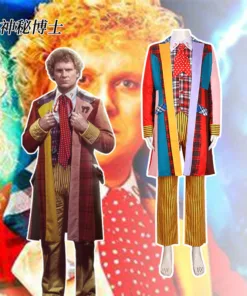 Doctor Who Sixth Doctor Colin Baker Cosplay Costume Multi-colored Coat