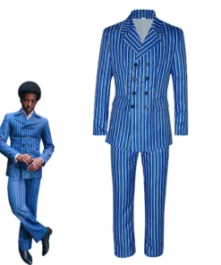 Doctor Who Fifteenth Doctor Ncuti Gatwa Blue Stripe Cosplay Costume