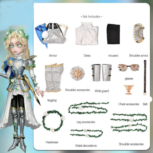 Identity V Psychologist The Silver Knight Cosplay Costume