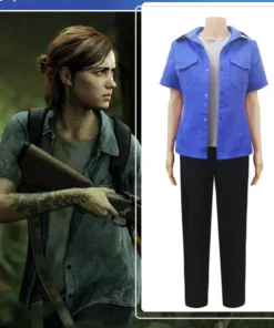 The Last of Us Ellie Cosplay Costume Blue Shirt