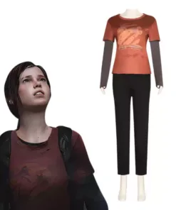 The Last of Us Ellie Cosplay Costume Orange Shirt