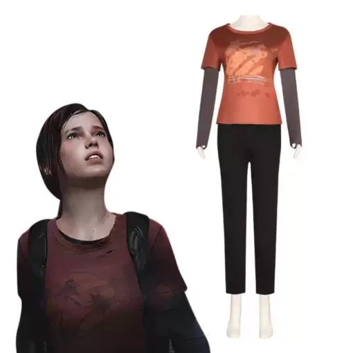 The Last of Us Ellie Cosplay Costume Orange Shirt