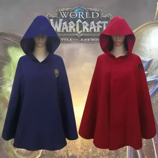 World of Warcraft Alliance Camp Cosplay Costume Red and Blue Cloak